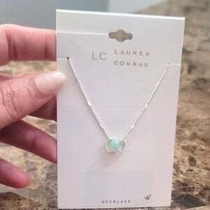 LC Lauren Conrad Silver Necklace with Mint Pendant